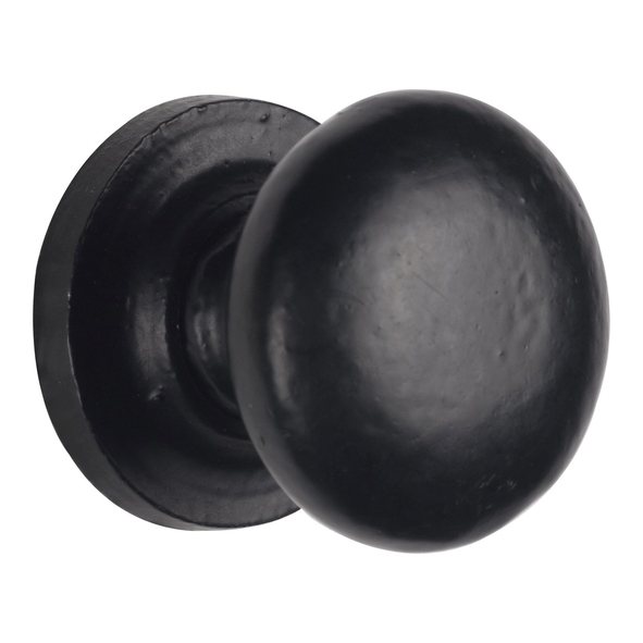 FB613 32 • 32 x 34mm • Smooth Black Iron • Heritage Brass Plain Bun Cabinet Knob